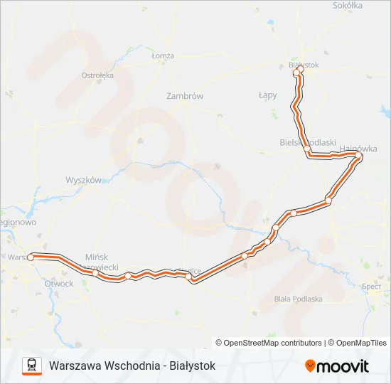 Поезд IC 10100: карта маршрута