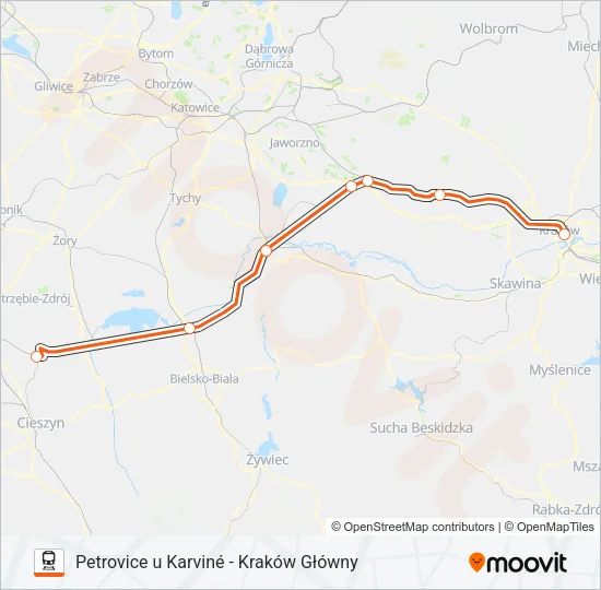 Поезд IC 43006: карта маршрута