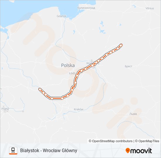 Поезд IC 16104: карта маршрута