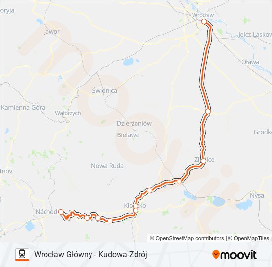 Mapa linii kolej IC 60151