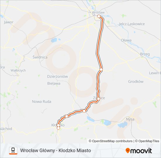 Mapa linii kolej IC 60151