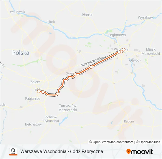 Поезд IC 19132: карта маршрута