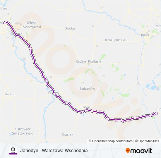 Поезд TLK 21010: карта маршрута