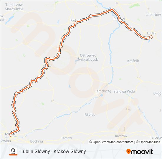 Поезд IC 23100: карта маршрута