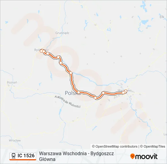 Поезд IC 1526: карта маршрута