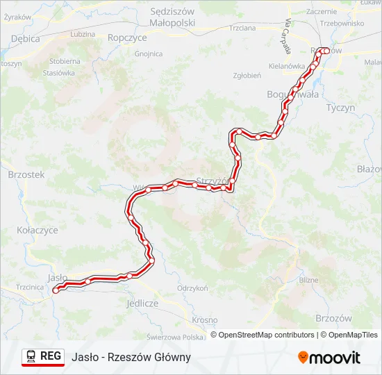 Поезд REG: карта маршрута