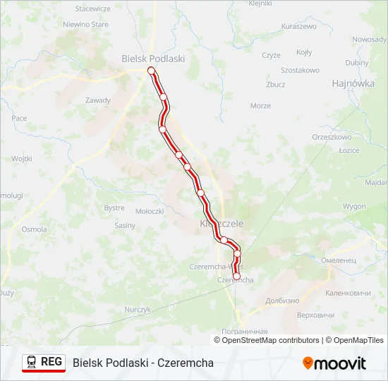 Поезд REG: карта маршрута
