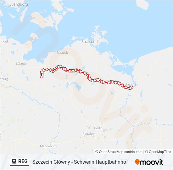 Поезд REG: карта маршрута