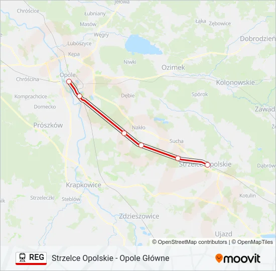 Поезд REG: карта маршрута