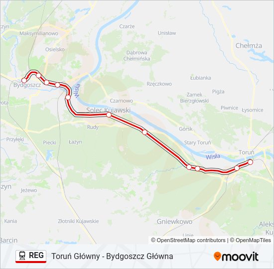 Поезд REG: карта маршрута