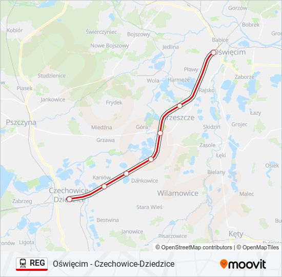 Поезд REG: карта маршрута