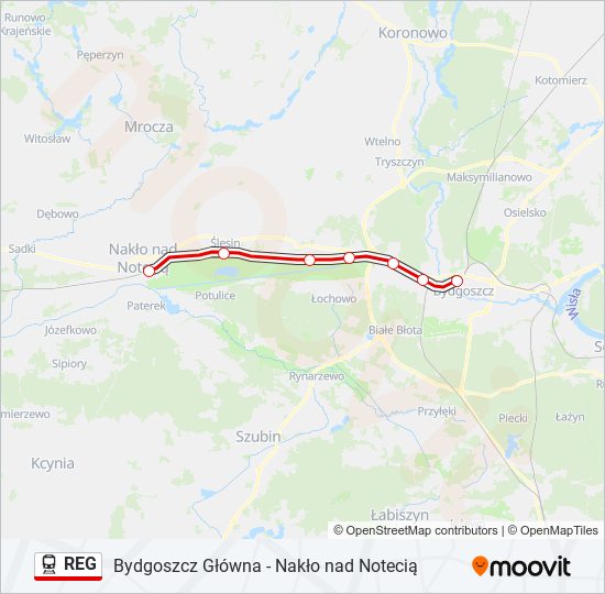 Поезд REG: карта маршрута