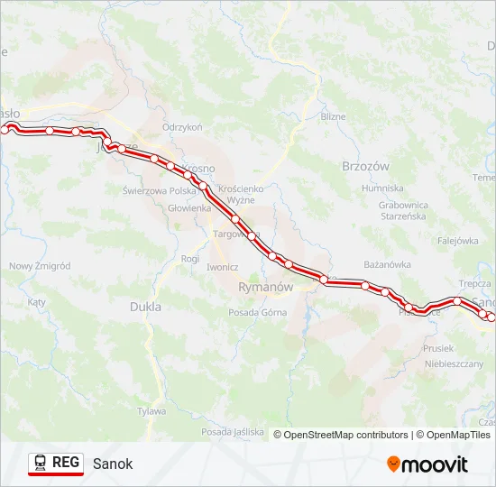 Поезд REG: карта маршрута