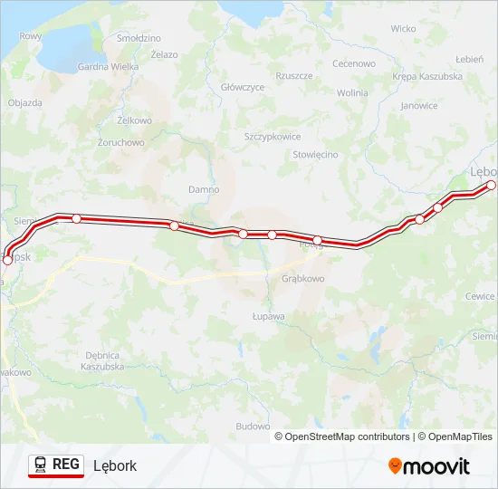 Поезд REG: карта маршрута