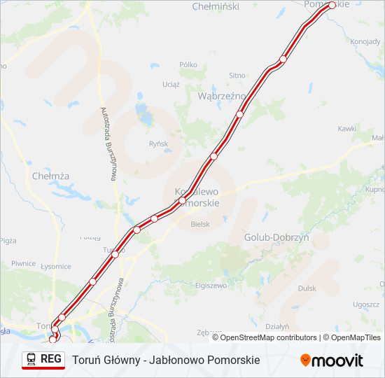 Поезд REG: карта маршрута