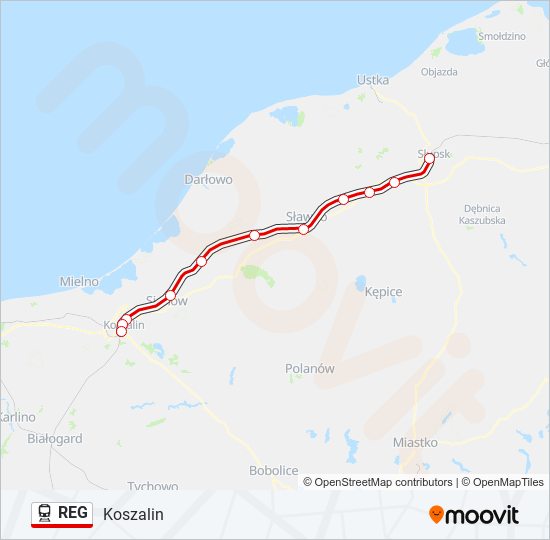 Поезд REG: карта маршрута
