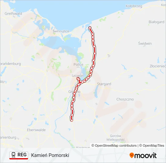 Поезд REG: карта маршрута