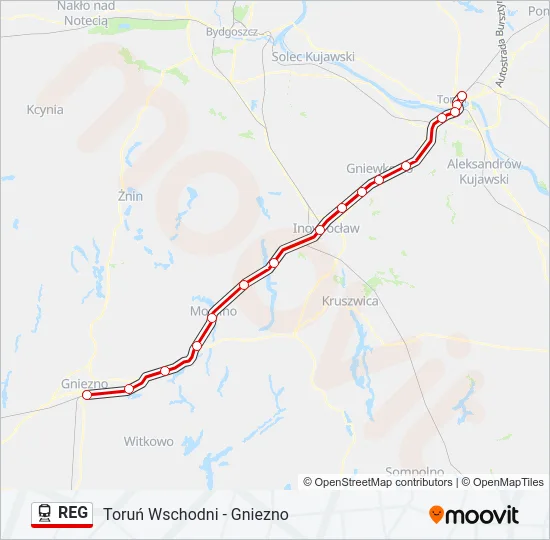 Поезд REG: карта маршрута