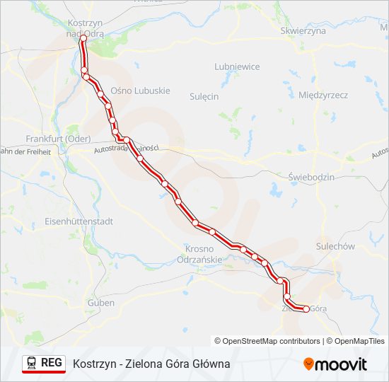 Поезд REG: карта маршрута