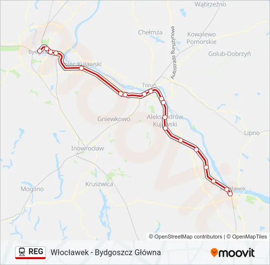 Поезд REG: карта маршрута