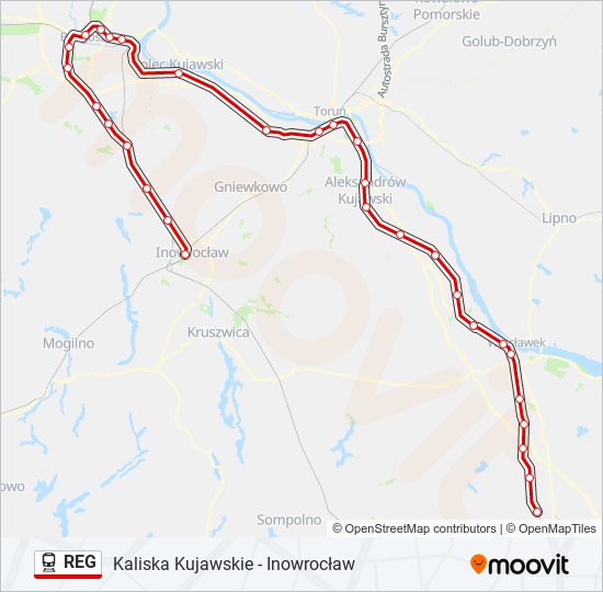 Поезд REG: карта маршрута