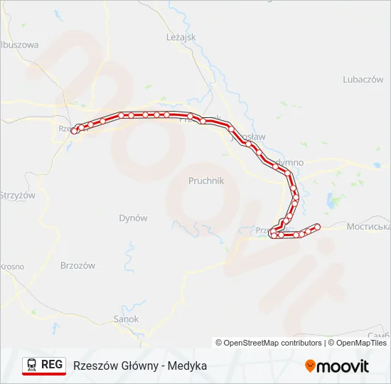 Поезд REG: карта маршрута