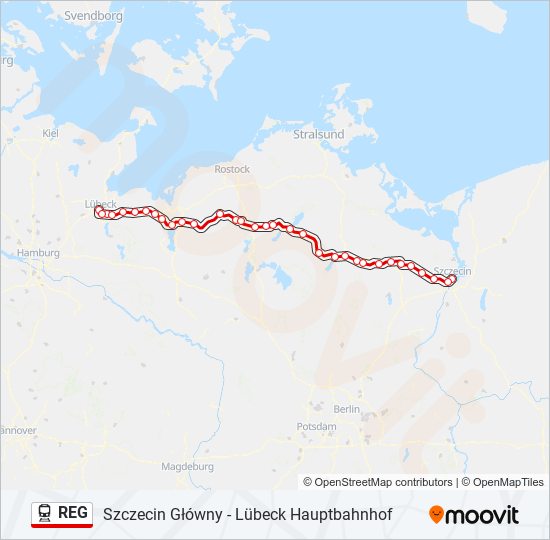 Поезд REG: карта маршрута