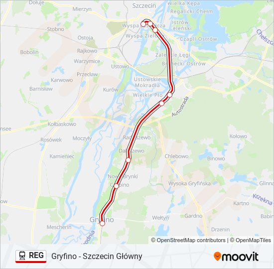 Поезд REG: карта маршрута