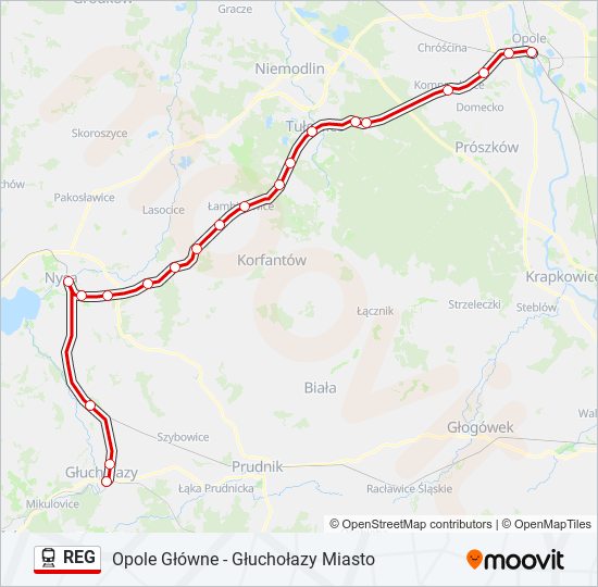 Поезд REG: карта маршрута