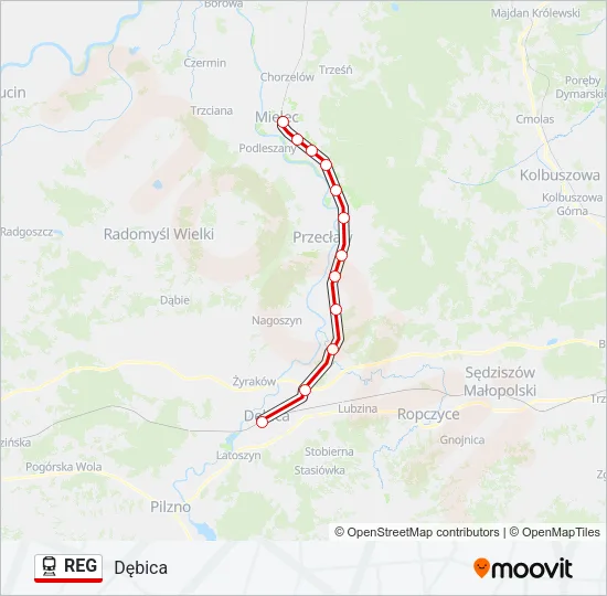 Поезд REG: карта маршрута