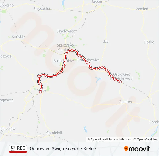 Поезд REG: карта маршрута