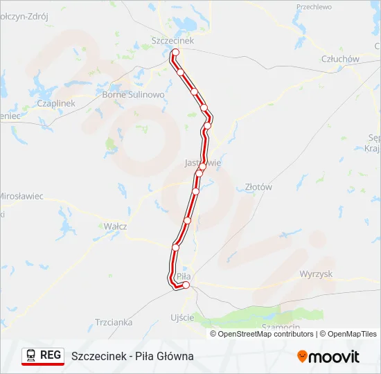 Поезд REG: карта маршрута
