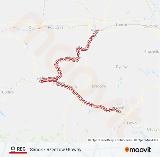 Поезд REG: карта маршрута