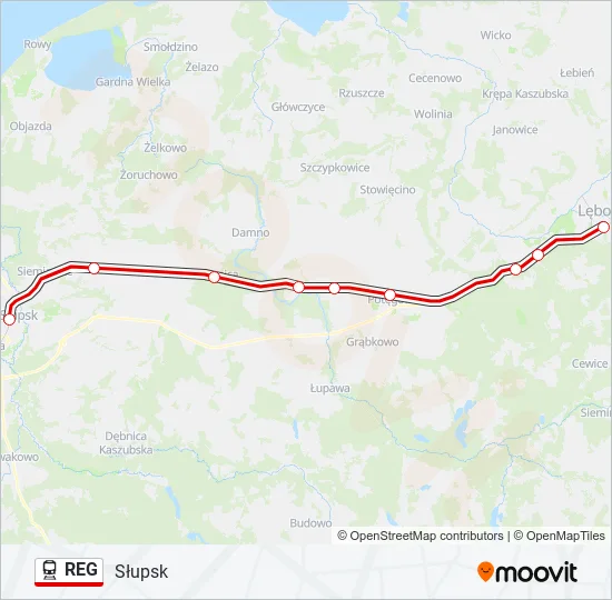 Поезд REG: карта маршрута