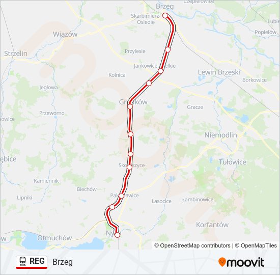 Поезд REG: карта маршрута