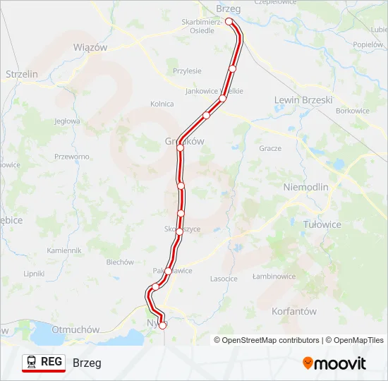 Поезд REG: карта маршрута