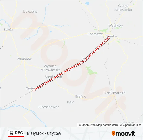 Поезд REG: карта маршрута