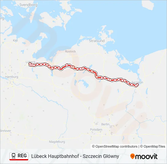 Поезд REG: карта маршрута