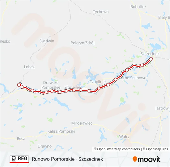Поезд REG: карта маршрута