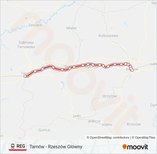Поезд REG: карта маршрута
