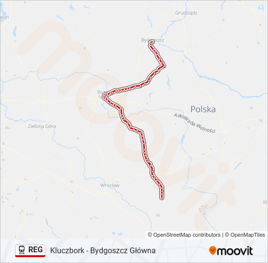 Поезд REG: карта маршрута