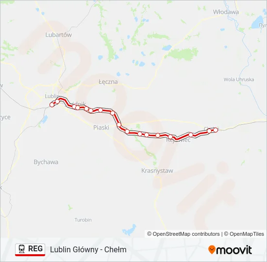 Поезд REG: карта маршрута