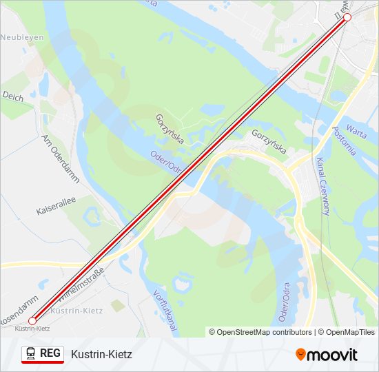 Поезд REG: карта маршрута