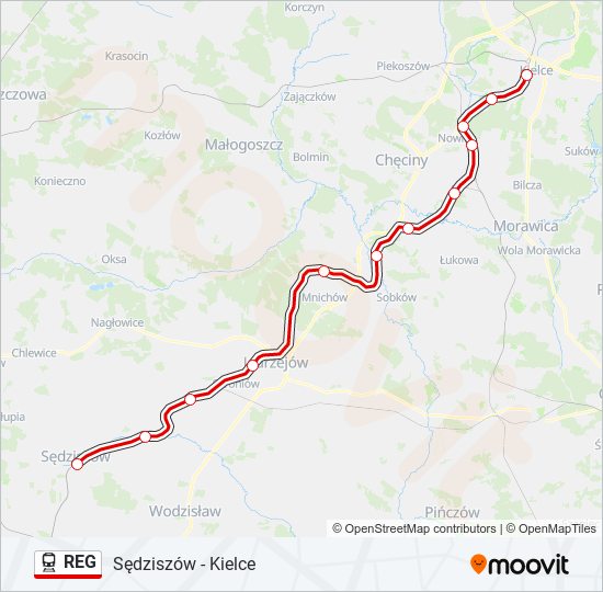 Поезд REG: карта маршрута