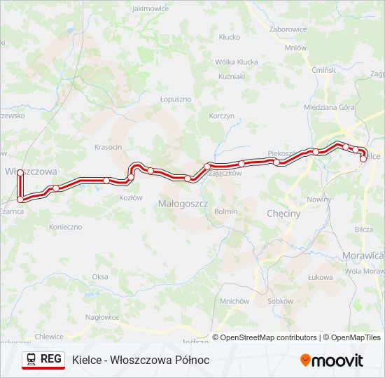 Поезд REG: карта маршрута