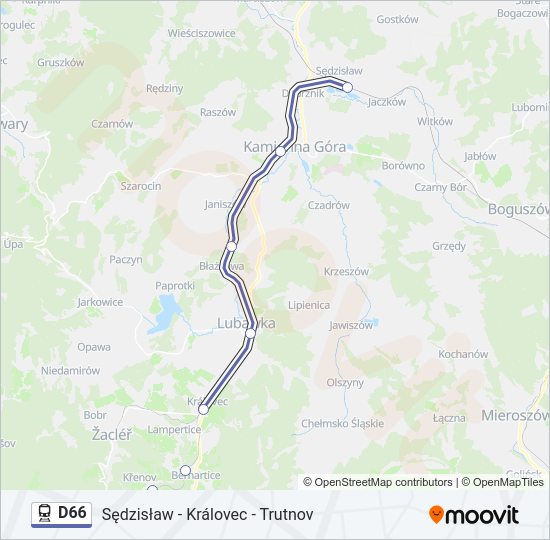 Поезд D66: карта маршрута