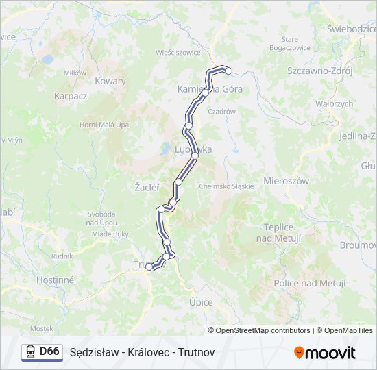 Поезд D66: карта маршрута