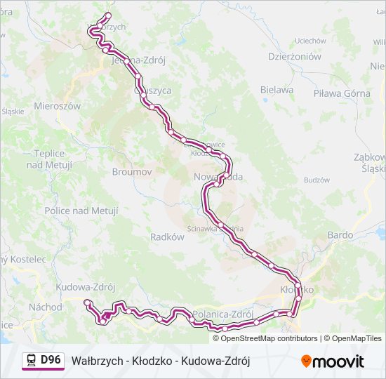 Поезд D96: карта маршрута