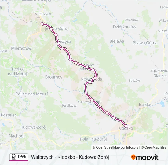 Поезд D96: карта маршрута