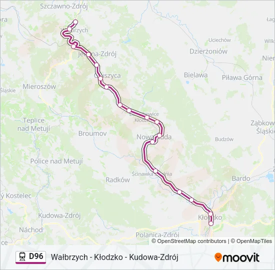 Поезд D96: карта маршрута